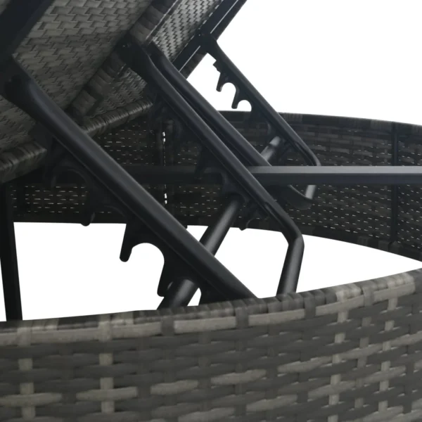 Ligbed voor 2 personen met kussens poly rattan grijs - Afbeelding 2