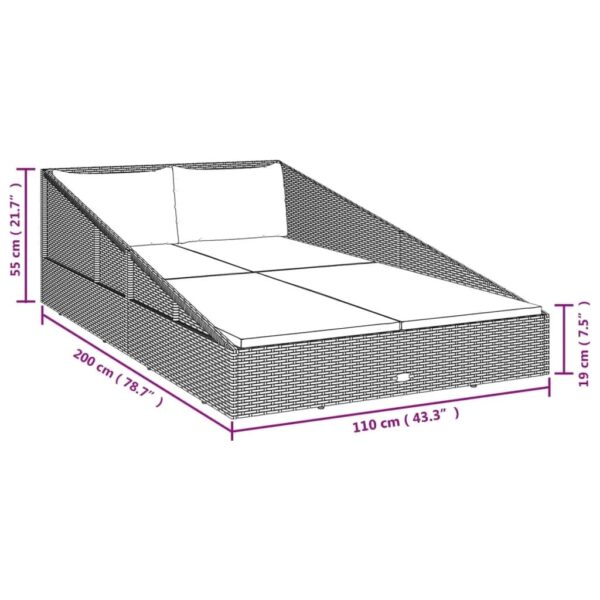 Tuinbed Bruin 110x200 cm Poly Rattan - Afbeelding 3