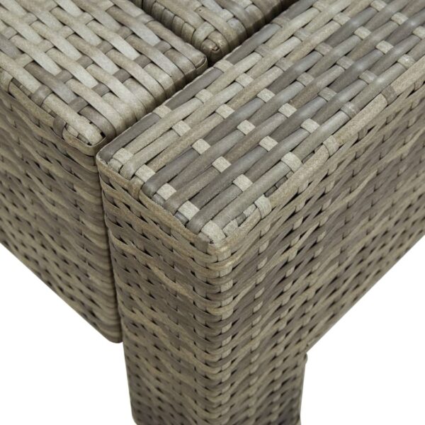 2-persoons zonnebed met kussen grijs poly rattan - Afbeelding 3